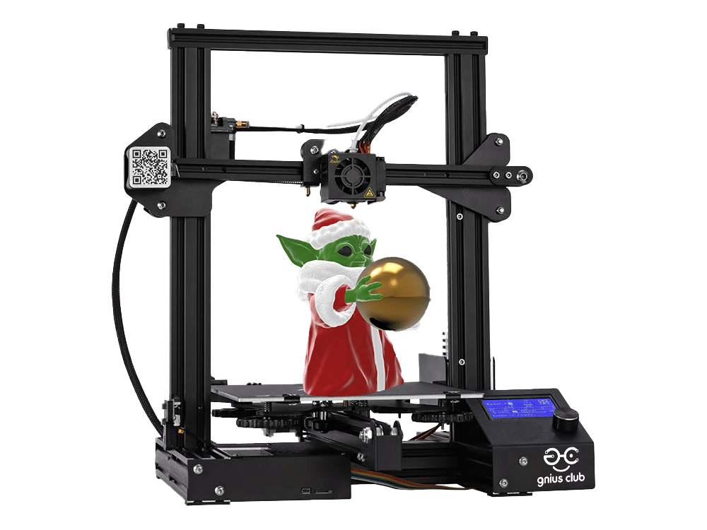 Foto de impresora 3D imprimiendo a Baby Yoda